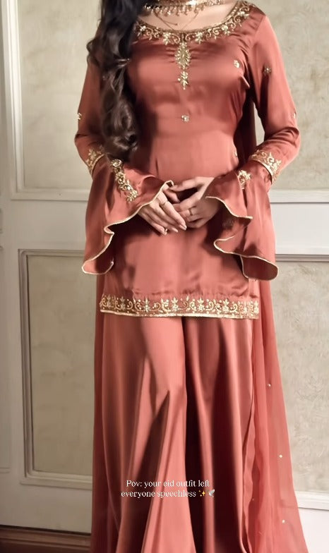 Meher Rust Royale Sharara Set