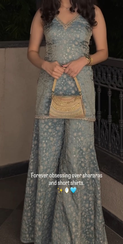 Ayleen Mist Blue Kurta Palazzo Set