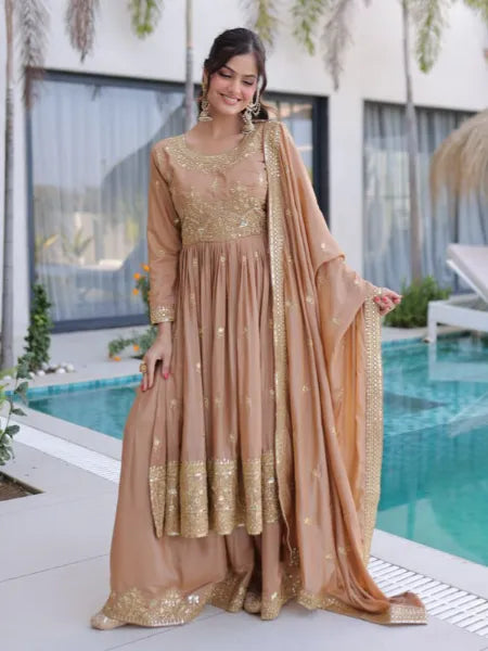 Yalina Soft Gold Anarkali Set