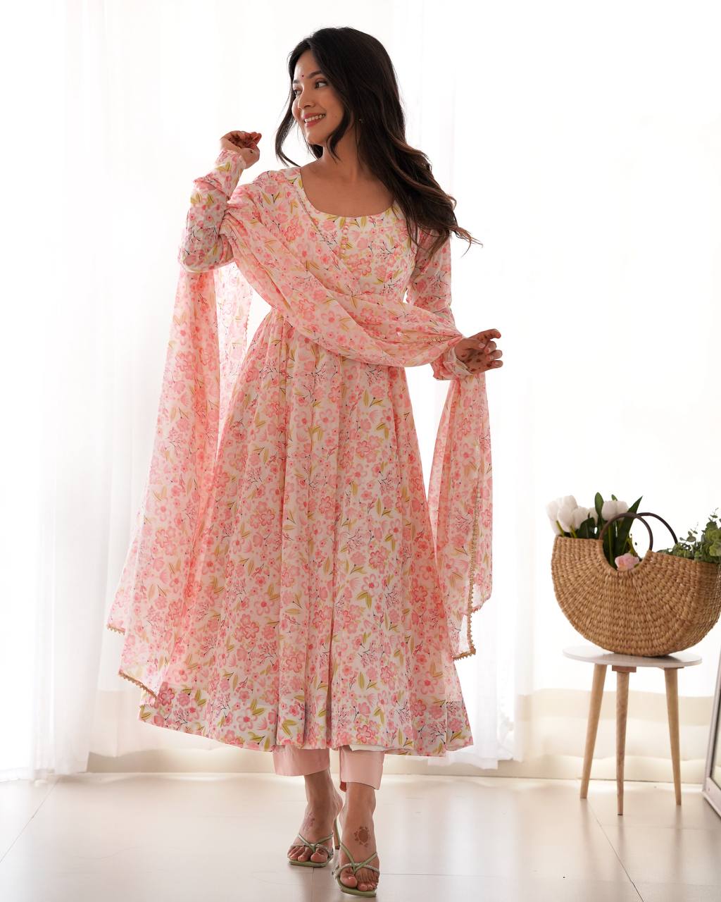 Celestial Charm Designer Elegant Festive Occasions Floral Anarkali Kurta Set