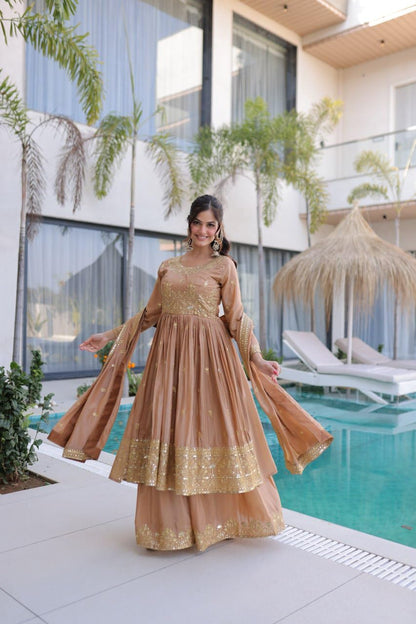 Yalina Soft Gold Anarkali Set