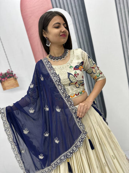 Butterfly Elegance A Whimsical Cream & Maroon Lehenga Choli