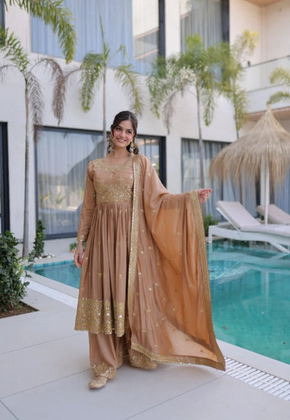 Yalina Soft Gold Anarkali Set