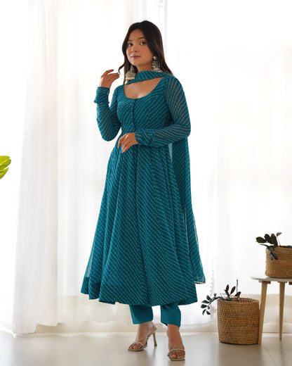 Aanika Fox Georgette Laheriya Print Anarkali