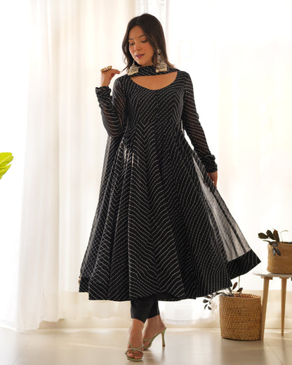 Aanika Fox Georgette Laheriya Print Anarkali