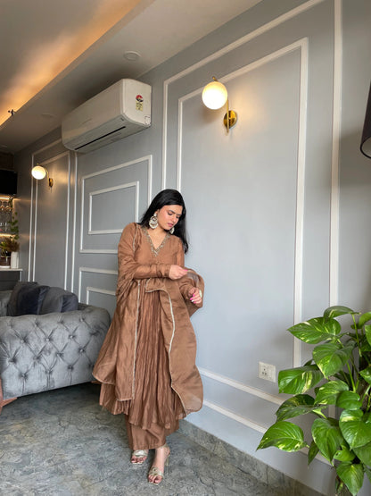 Riwaayat Gold Brown Anarkali Set
