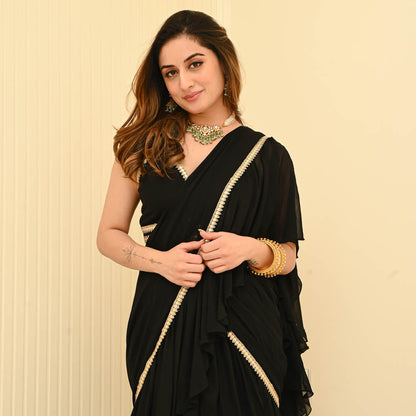 Black Georgette Draped Saree