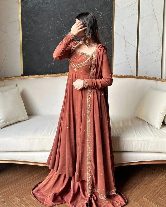Zayra Rust Grace Kurta Palazzo Set
