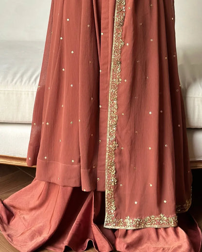 Zayra Rust Grace Kurta Palazzo Set