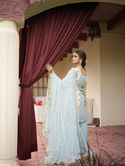 Aafreen Sky Blue Sharara Set