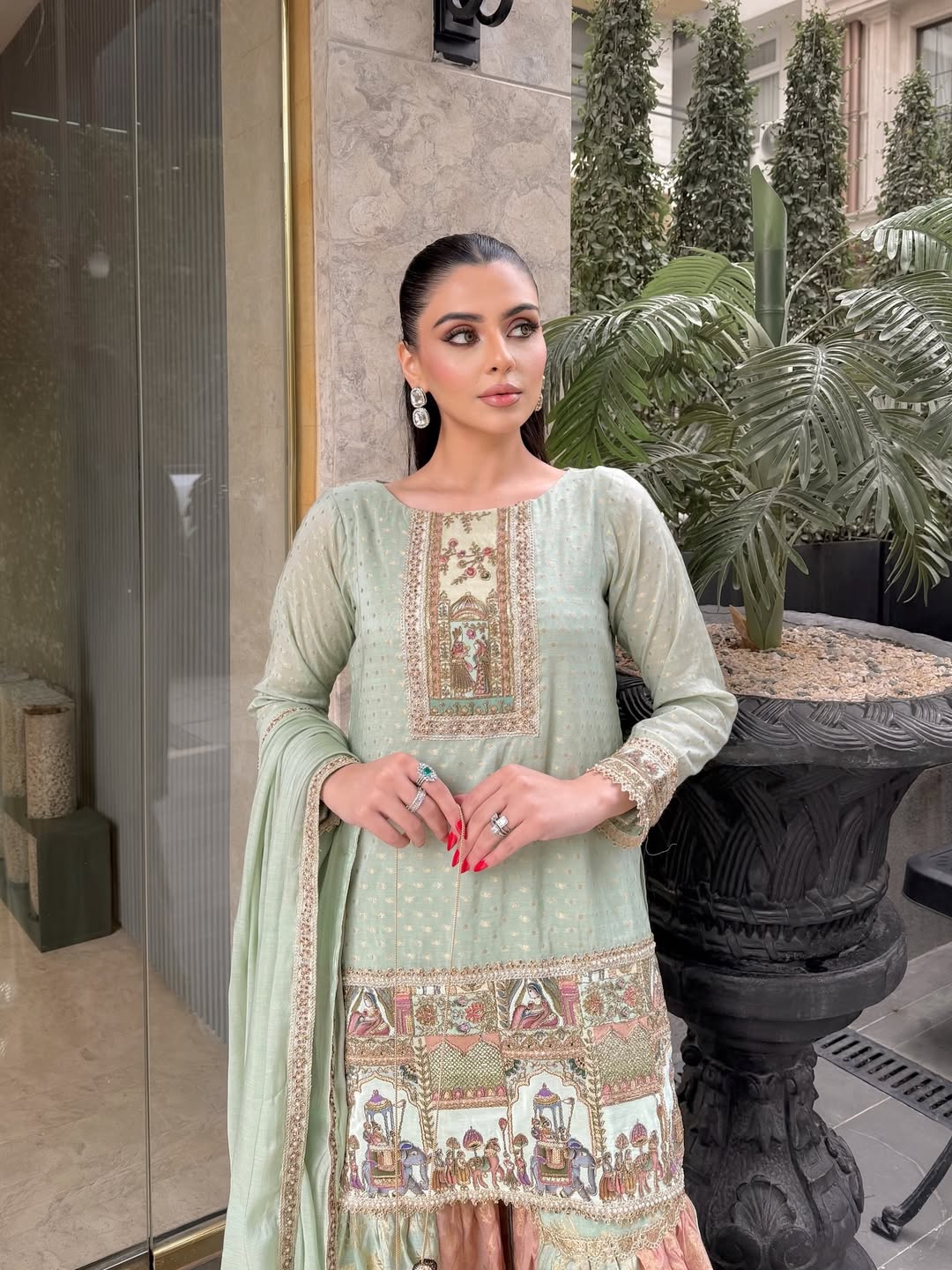 Reyva Mint Heritage Kurta Palazzo Set