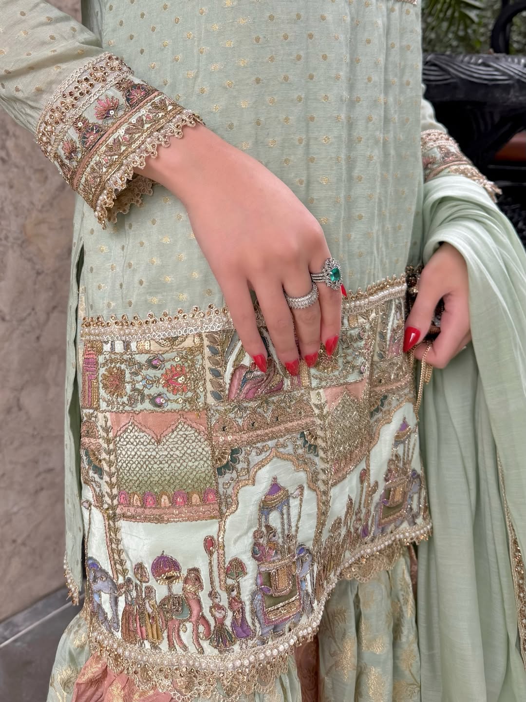 Reyva Mint Heritage Kurta Palazzo Set