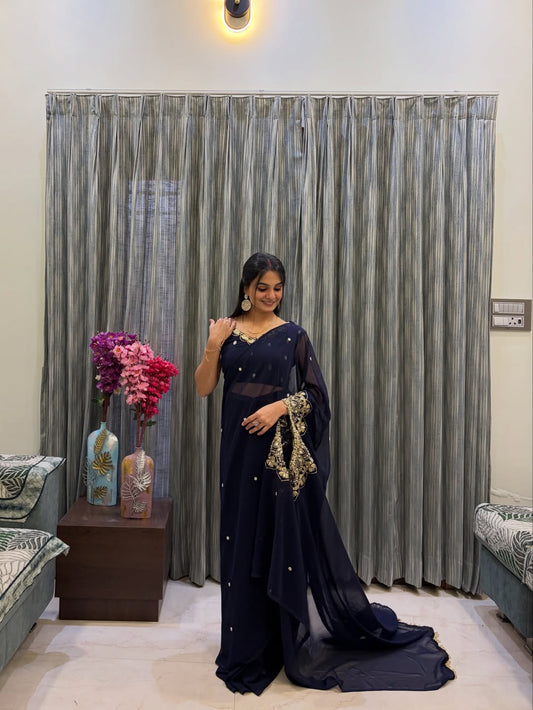 Aarohi Midnight Grace Embroidered Saree
