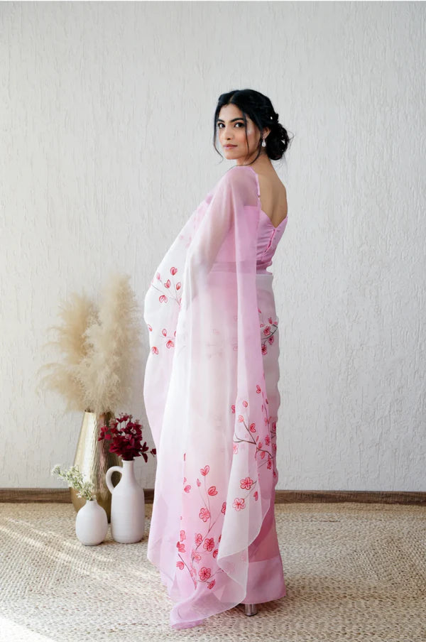 Isha Grace in Pink Blossom Saree