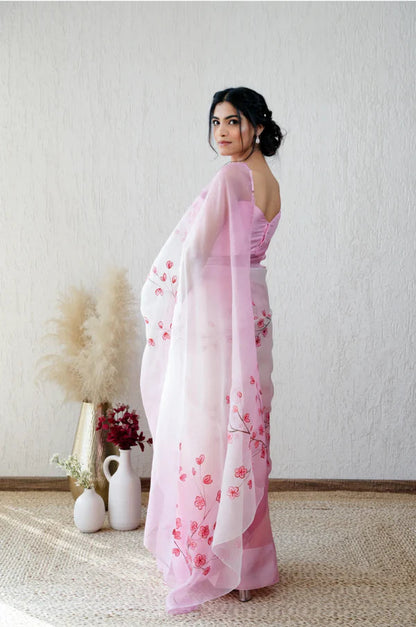 Isha Grace in Pink Blossom Saree
