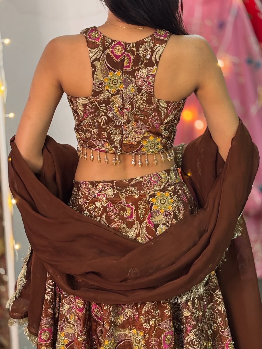 Meher-e-Brown  Heavily Embroidered Lehenga Set