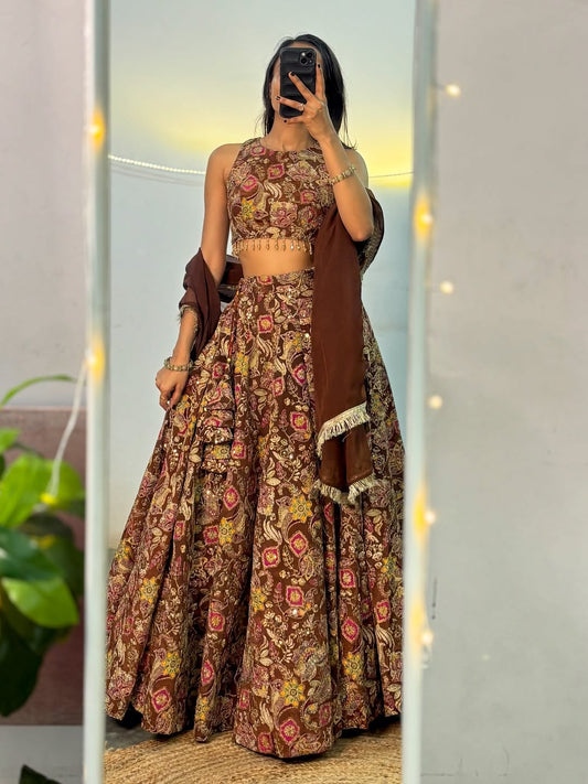 Meher-e-Brown  Heavily Embroidered Lehenga Set