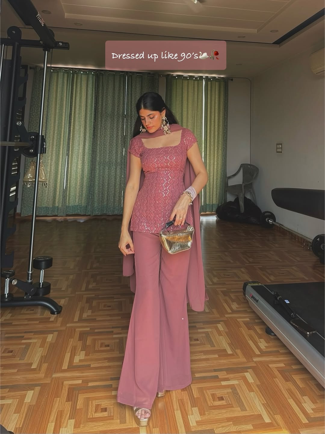 Zara Sparkle Sequence Kurti–Plazzo Set