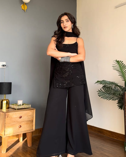 Gitanvi Black Cosmos Sharara Set