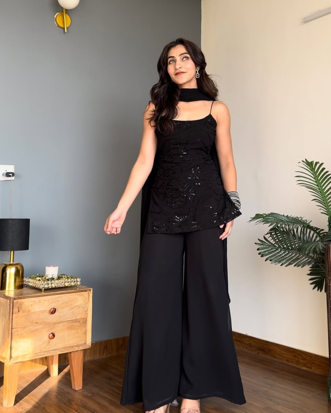 Gitanvi Black Cosmos Sharara Set