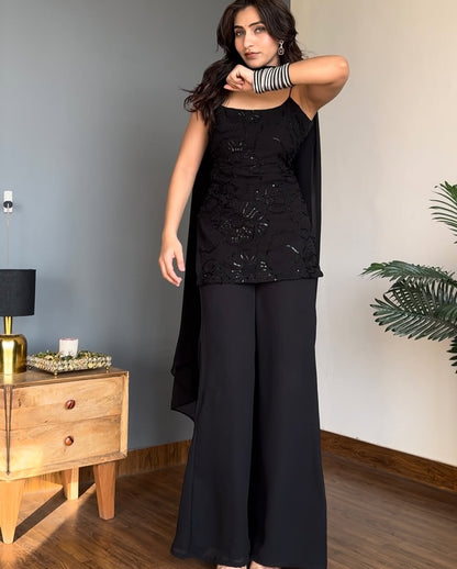 Gitanvi Black Cosmos Sharara Set