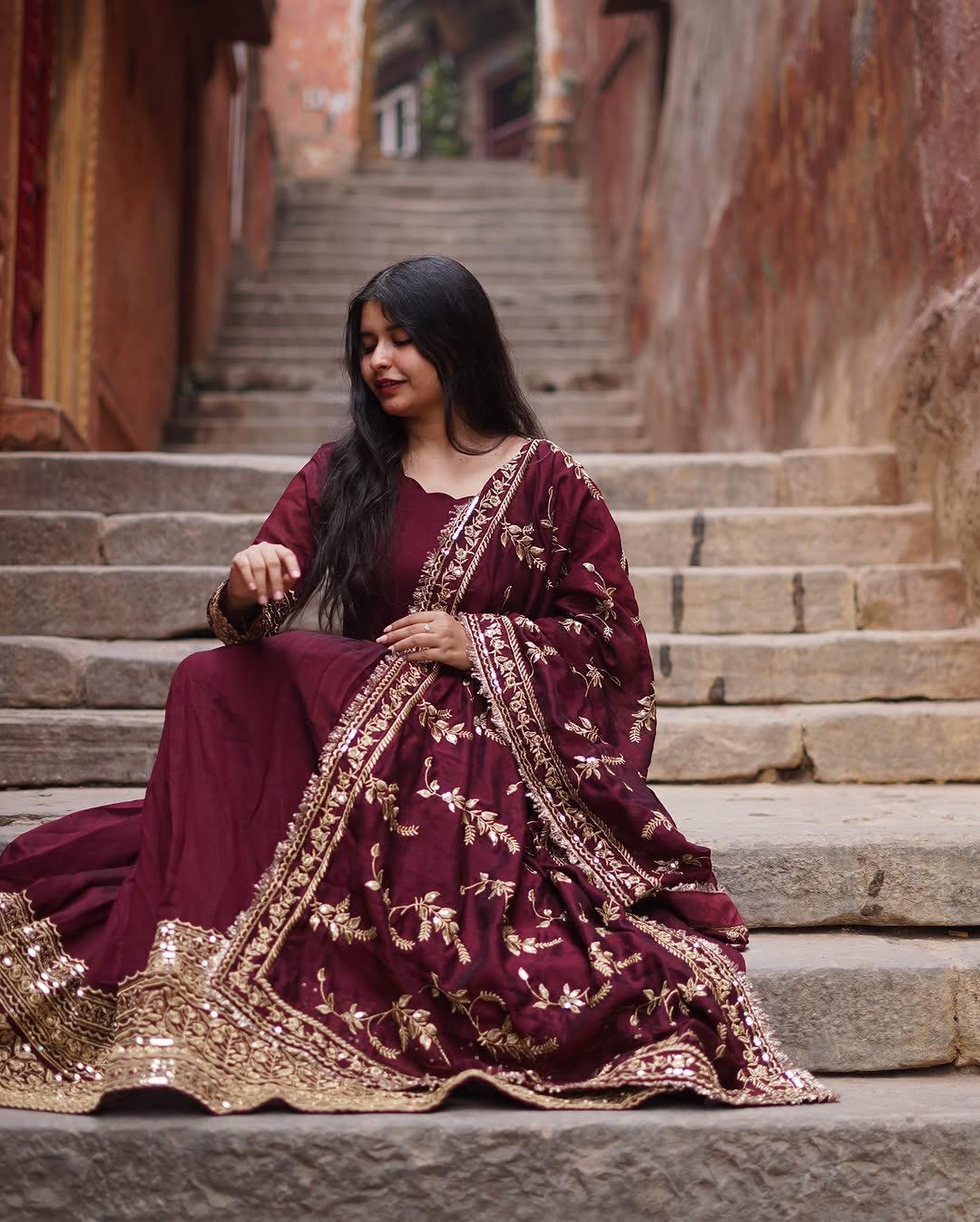 Ethereal Elegance Designer Long Anarkali Set