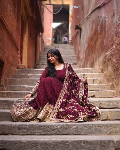 Ethereal Elegance Designer Long Anarkali Set