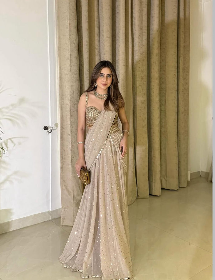 Champagne Glow Ready-to-Wear Saree