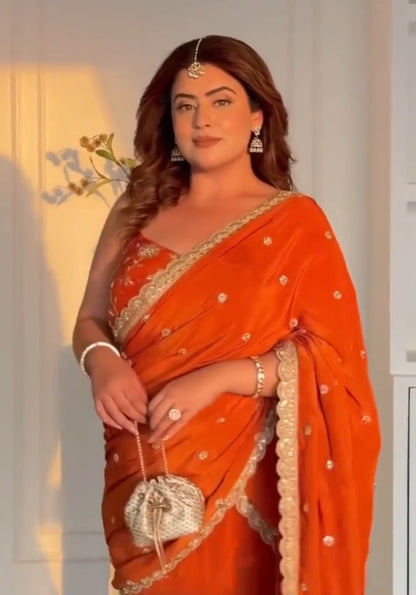 Rust Amber Ready-to-Wear Saree