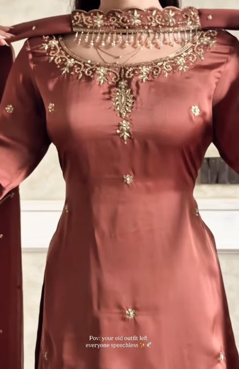 Meher Rust Royale Sharara Set