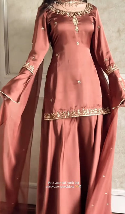 Meher Rust Royale Sharara Set