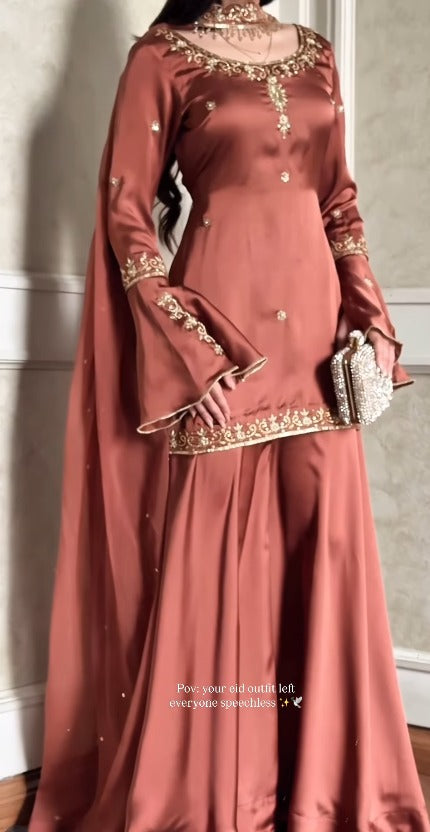 Meher Rust Royale Sharara Set