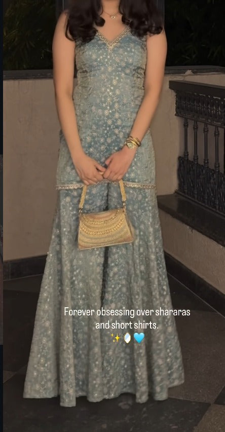 Ayleen Mist Blue Kurta Palazzo Set