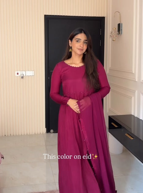 Zehra Wine Grace Anarkali Palazzo Set