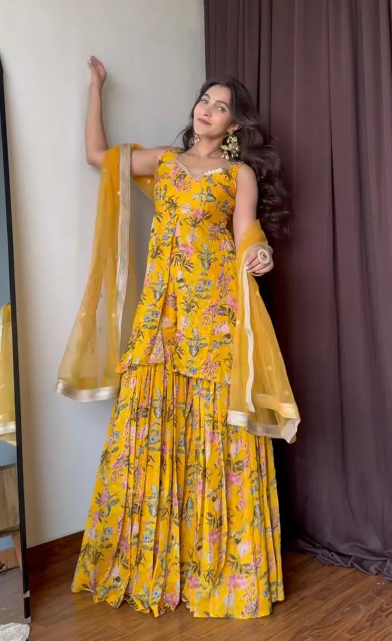 Elina Sunshine Garden Sharara Set