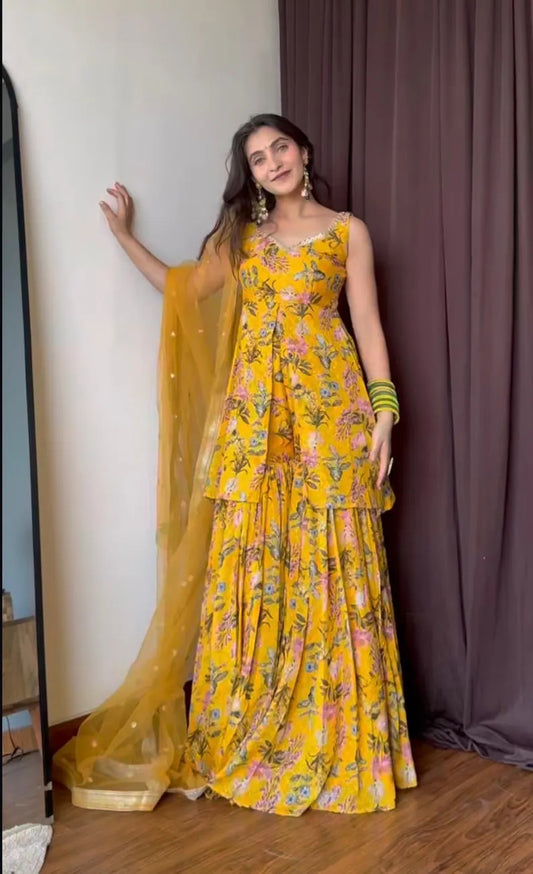 Elina Sunshine Garden Sharara Set