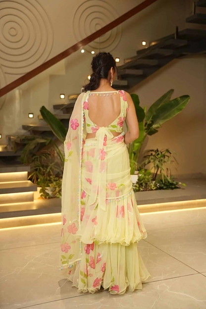 Kavya Elegant Pastel Floral Designer Georgette Saree