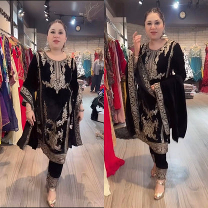 Premium Velvet Embroidered Ensemble