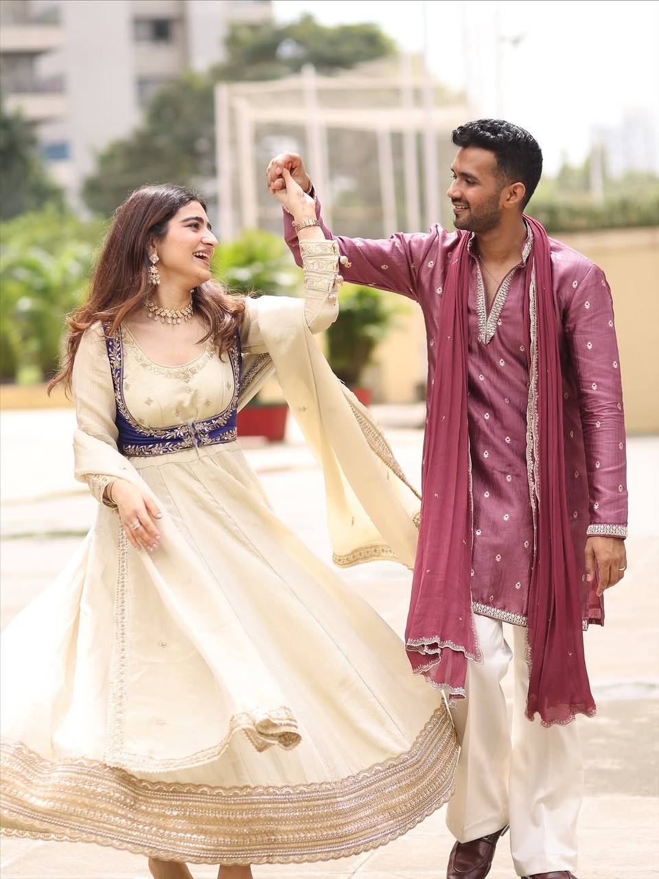 Heer Ivory & Gold Ethnic Royal Anarkali Set