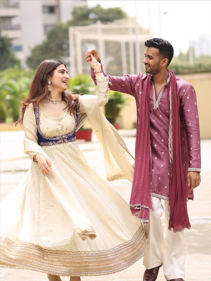 Heer Ivory & Gold Ethnic Royal Anarkali Set