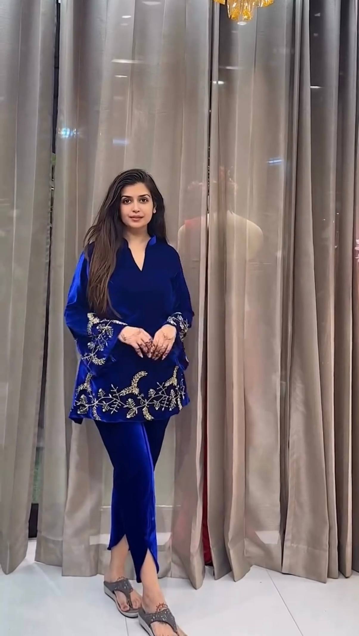 Misha Blue Velvet Signature Co-ord Set