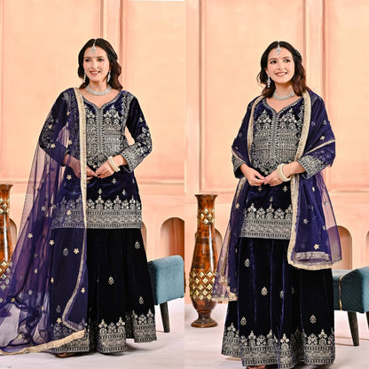 Manya Designer Party Wear Velvet Sharara