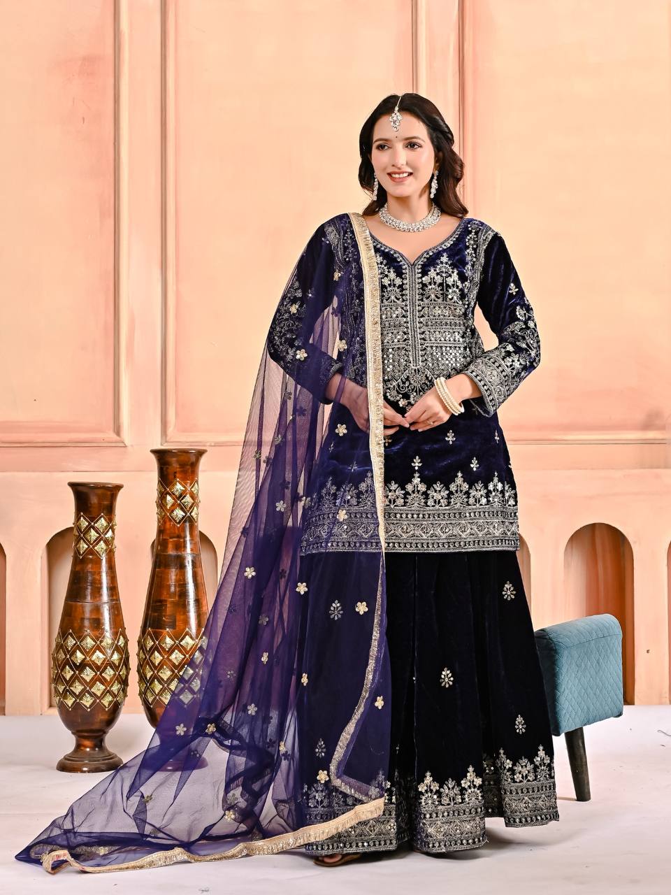 Manya Designer Party Wear Velvet Sharara