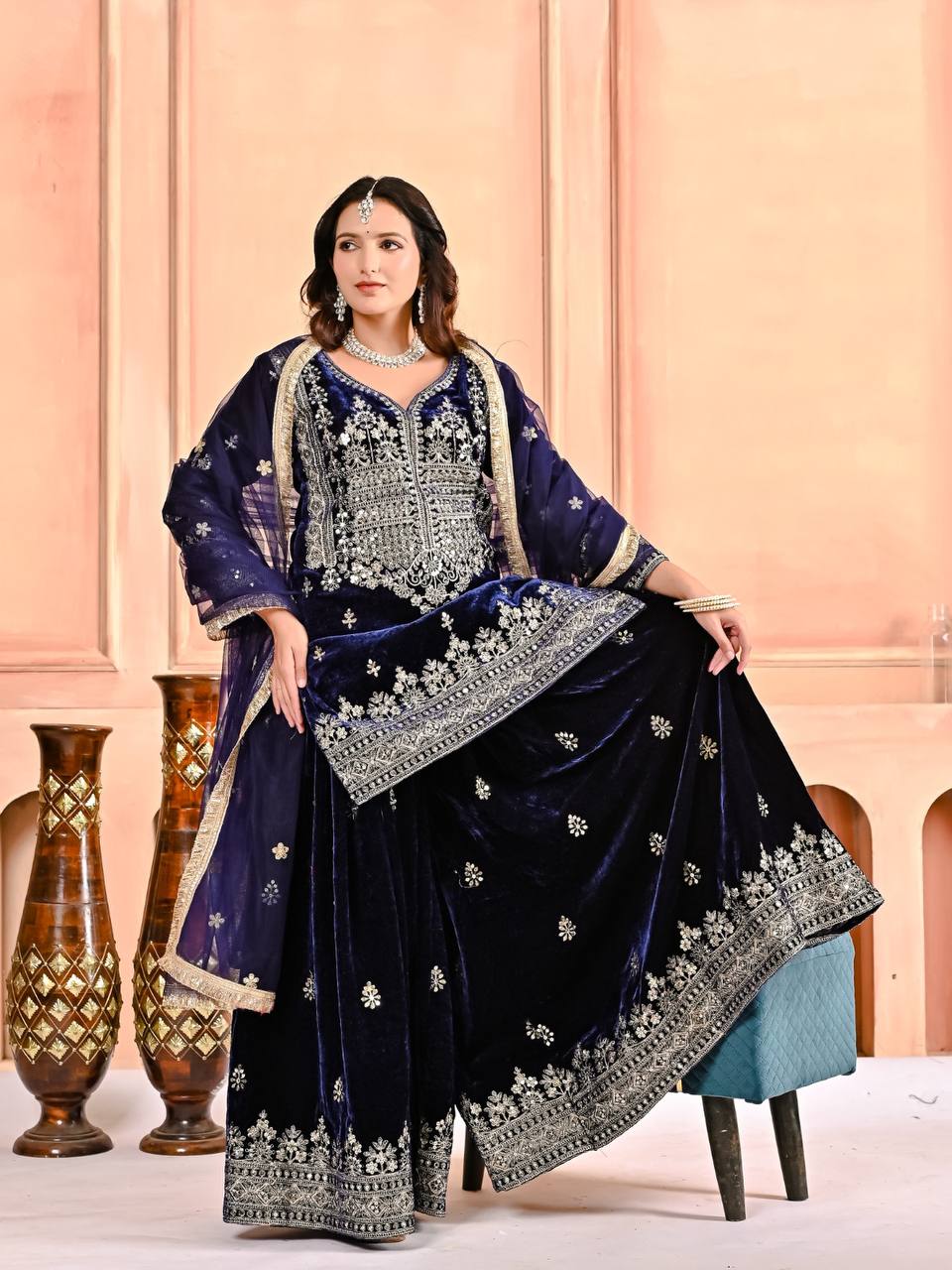 Manya Designer Party Wear Velvet Sharara