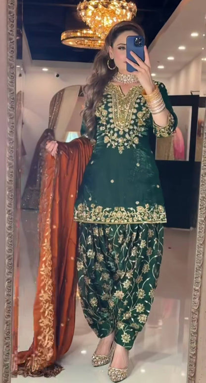 Reyanshi Chinon Embroidered Dhoti Set