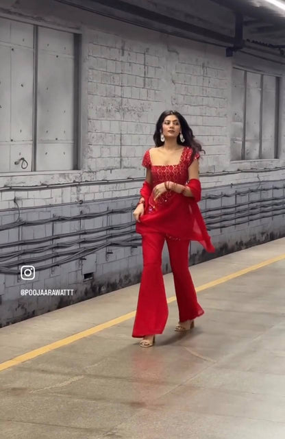 Zara Sparkle Sequence Kurti–Plazzo Set