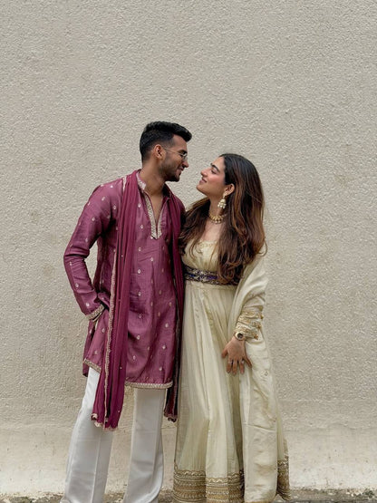 Heer Ivory & Gold Ethnic Royal Anarkali Set