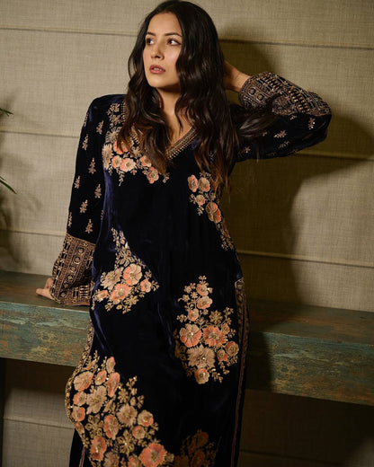 Shehnaaz Classic Velvet Embroidered Suit Set