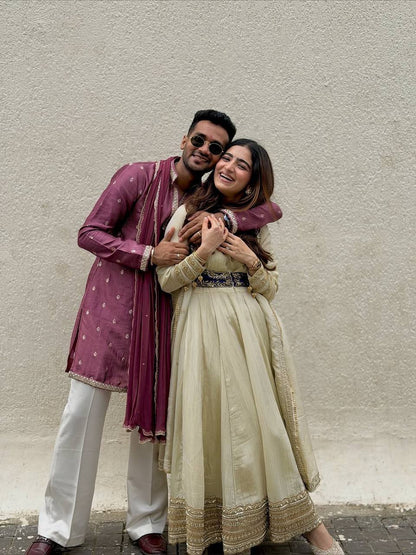 Heer Ivory & Gold Ethnic Royal Anarkali Set