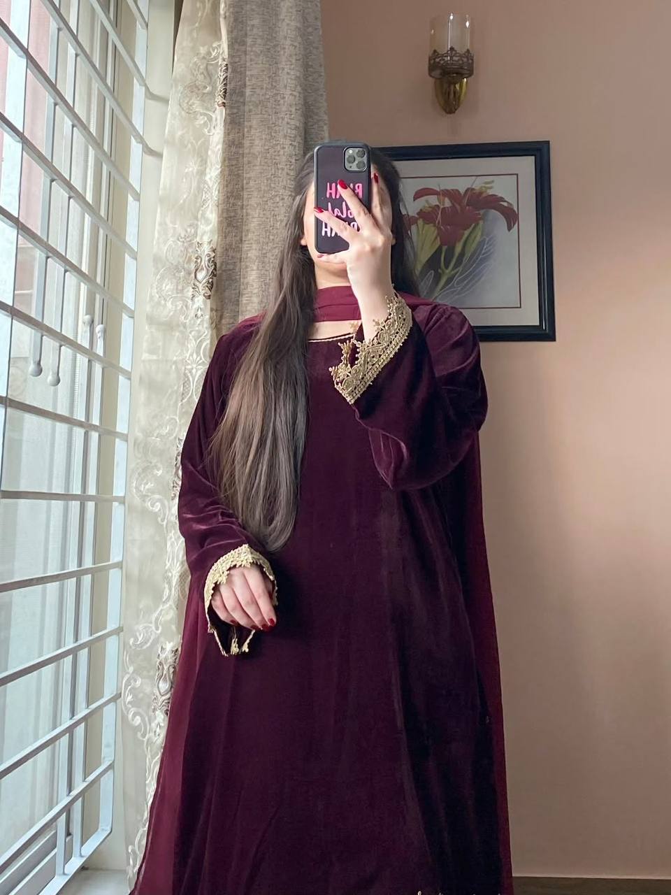 Aarohi Velvet Wine Plazzo Set